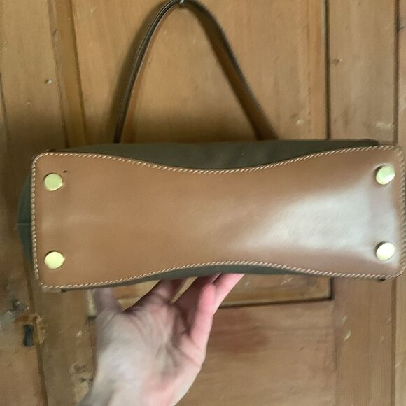 Michael Kors Raven olive green canvas tan leather satchel shoulder bag NWT - Picture 12 of 12